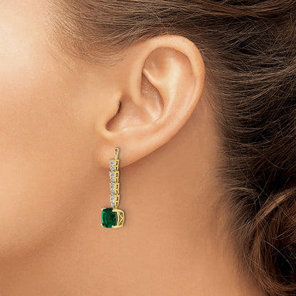 14k Yellow Gold Lab Grown VS/SI FGH Dia & Created Emerald Earring Jackets
