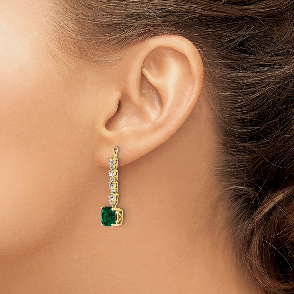 14k Yellow Gold Lab Grown VS/SI FGH Diamond & Created Emerald Earring Jackets