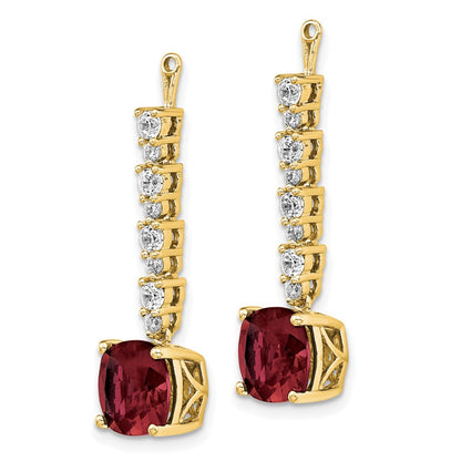 14k Yellow Gold 5/8 Ct. Lab Grown Diamond VS/SI+ G+ and Lab Created Ruby Earring Jackets
