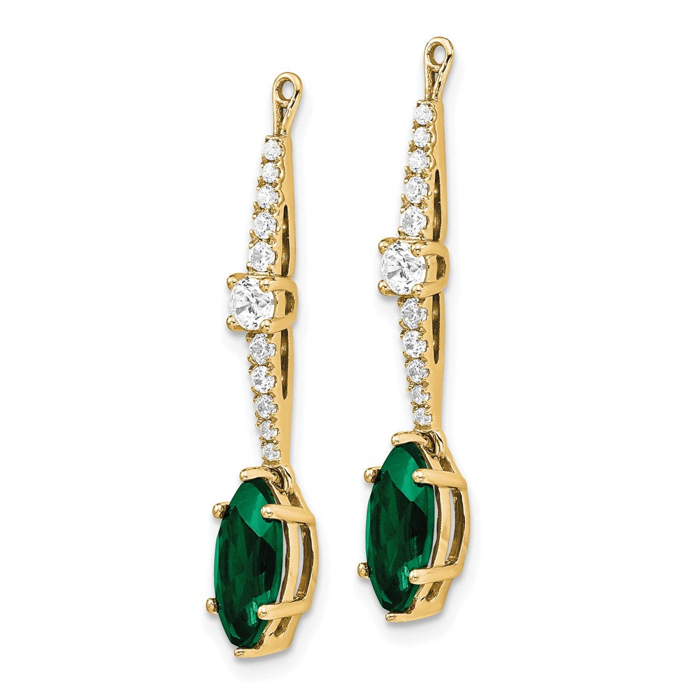 14k Yellow Gold Lab Grown VS/SI FGH Diamond & Created Emerald Earring Jackets