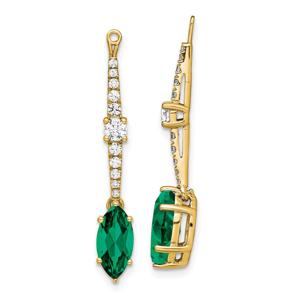 14k Yellow Gold Lab Grown VS/SI FGH Diamond & Created Emerald Earring Jackets