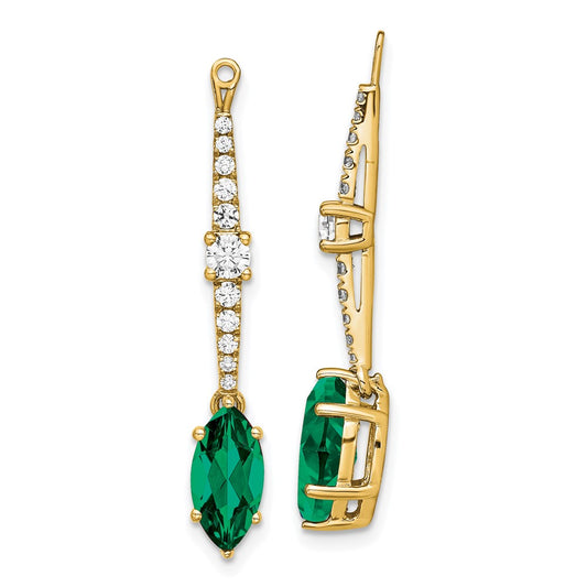 14k Yellow Gold Lab Grown VS/SI FGH Diamond & Created Emerald Earring Jackets