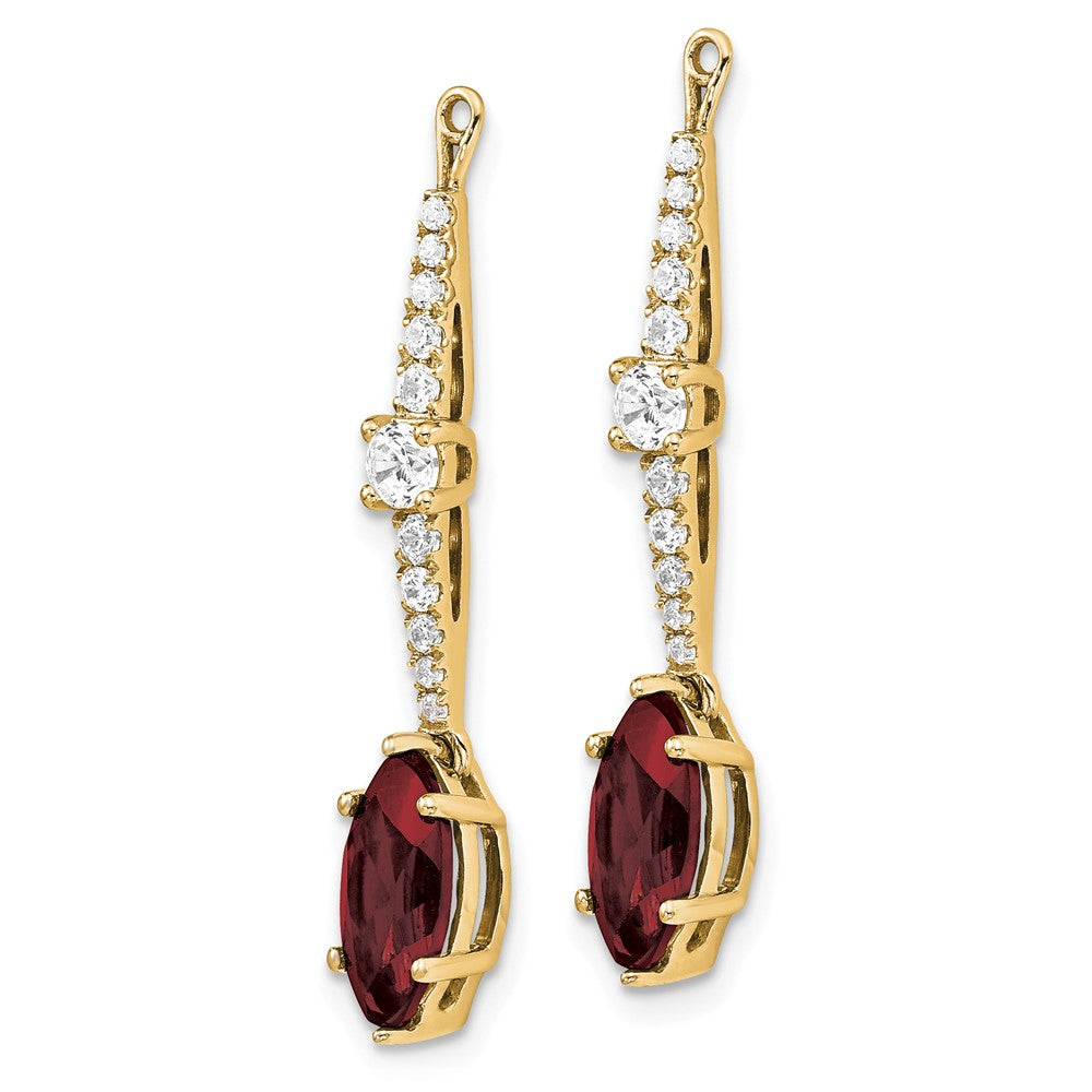 14k Yellow Gold 1/2 Ct. Lab Grown Diamond VS/SI+ G+ and Lab Created Ruby Earring Jackets