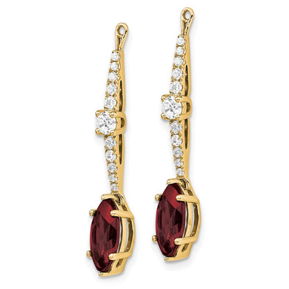 14k Yellow Gold 1/2 Ct. Lab Grown Diamond VS/SI+ G+ and Lab Created Ruby Earring Jackets