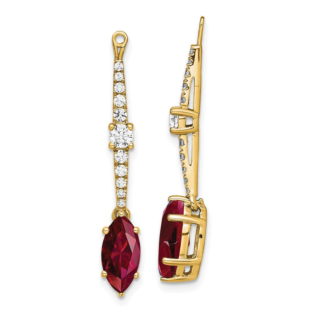 14k Yellow Gold 1/2 Ct. Lab Grown Diamond VS/SI+ G+ and Lab Created Ruby Earring Jackets