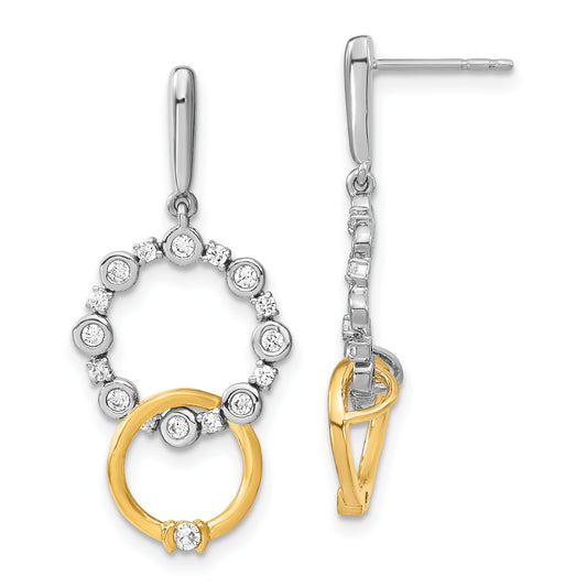 14k Two-tone 3/8 Ct. Lab Grown Diamond VS/SI+ G+ Fancy Circle Drop Post Dangle Earrings