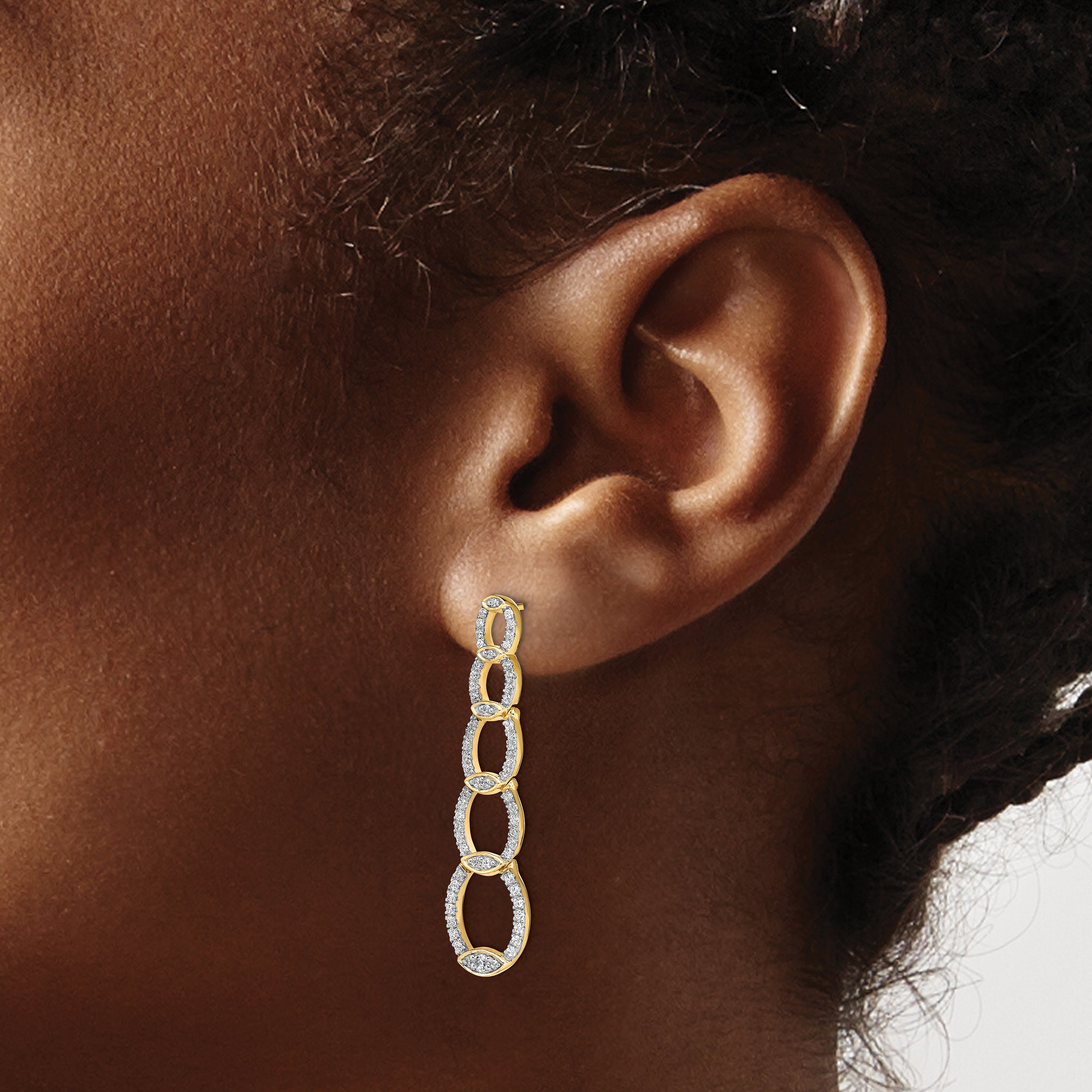 14k Yellow Gold Lab Grown Diamond VS/SI+ G+ Drop Post Earrings