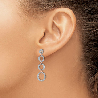 14k Two-Tone Rose and White Gold 5/8 Ct. Lab Grown Diamond VS/SI+ G+ Circle Post Dangle Earrings