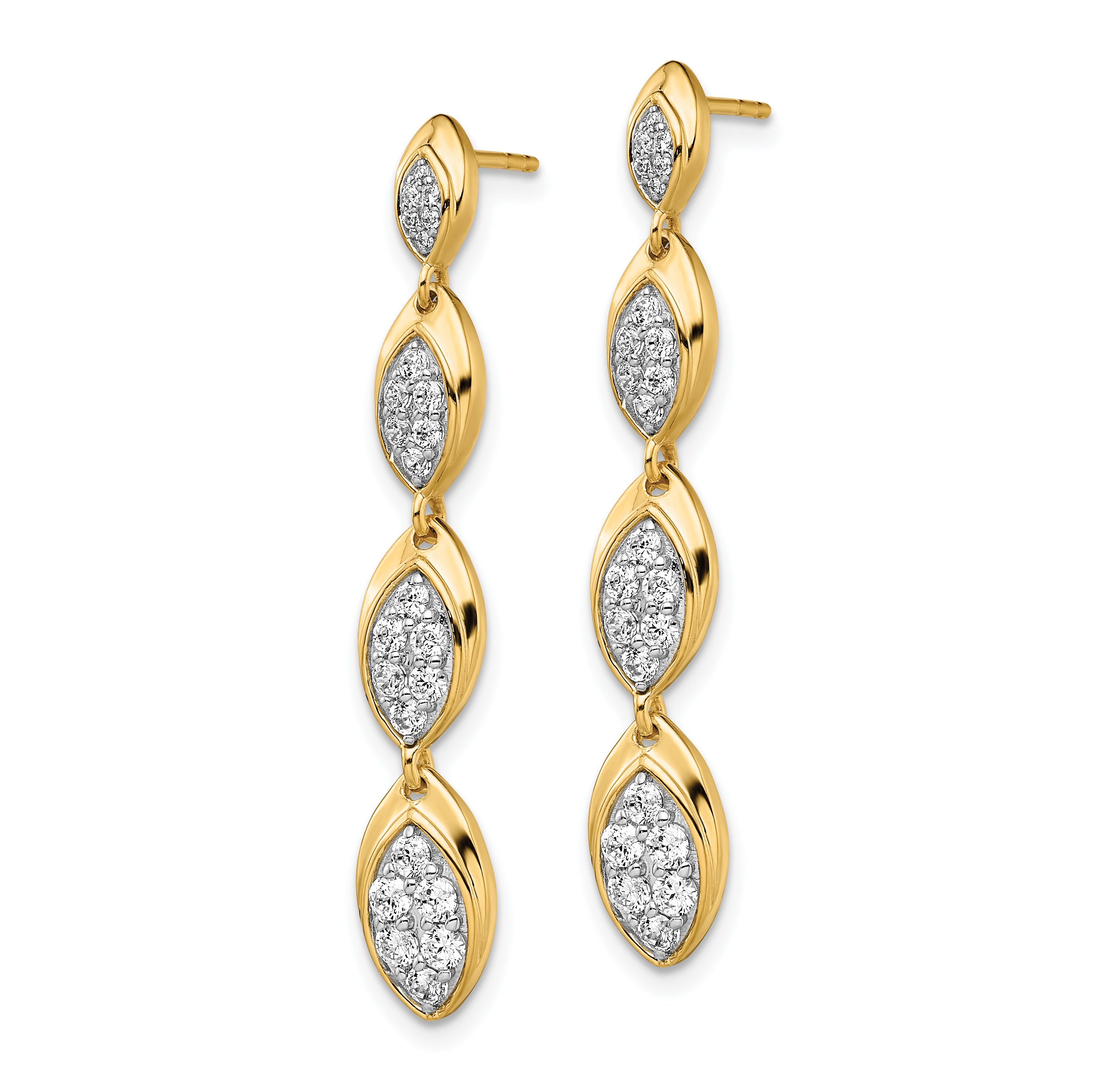 14k Yellow Gold 7/8 Ct. Lab Grown Diamond VS/SI+ G+ Pave Drop Post Earrings