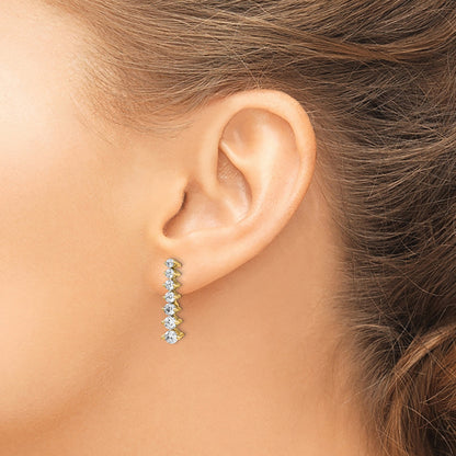 14K Yellow Gold 1 1/2 Carat Lab Grown Diamond Vs/Si+ G+ Complete Graduating Drop Post Earrings