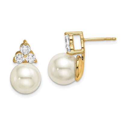 14k Yellow Gold Lab Grown Diamond VS/SI+ G+ Fresh Water Cultured Pearl Post Earrings