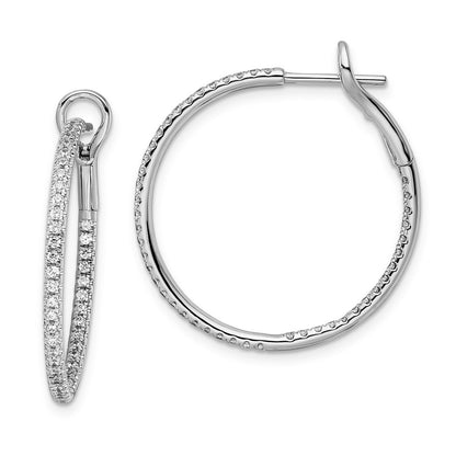 14k White Gold 3/4 Ct. Lab Grown Diamond VS/SI+ G+ In and Out Hoop Earrings