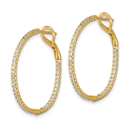 14k Yellow Gold 3/4 Ct. Lab Grown Diamond VS/SI+ G+ In and Out Hoop Earrings
