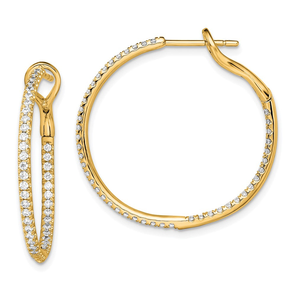 14k Yellow Gold 3/4 Ct. Lab Grown Diamond VS/SI+ G+ In and Out Hoop Earrings