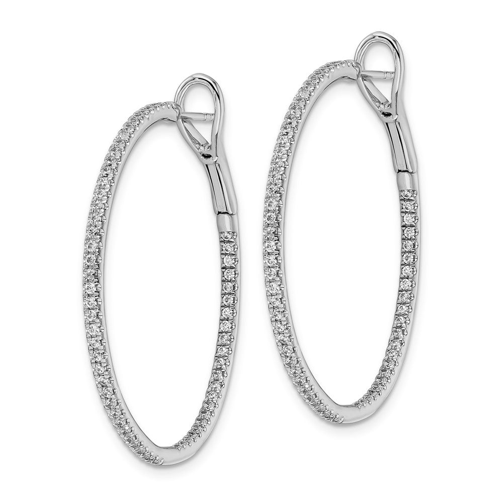 14k White Gold 1 Ct. Lab Grown Diamond VS/SI+ G+ In and Out Hoop Earrings