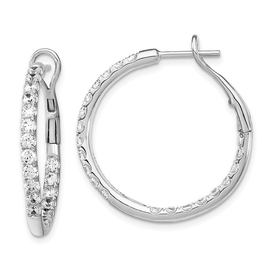 14k White Gold 2 Ct. Lab Grown Diamond VS/SI+ G+ In and Out Hoop Earrings