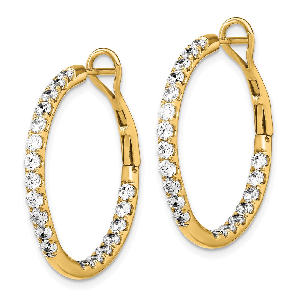 14k Yellow Gold 2 Ct. Lab Grown Diamond VS/SI+ G+ In and Out Hoop Earrings