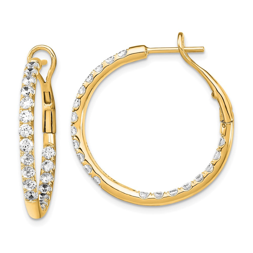 14k Yellow Gold 2 Ct. Lab Grown Diamond VS/SI+ G+ Complete In and Out Hoop Earrings