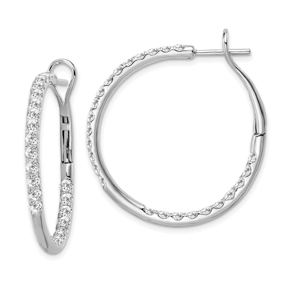 14K White Gold Lab Grown Diamond VS/SI FGH In & Out Hoop Earrings