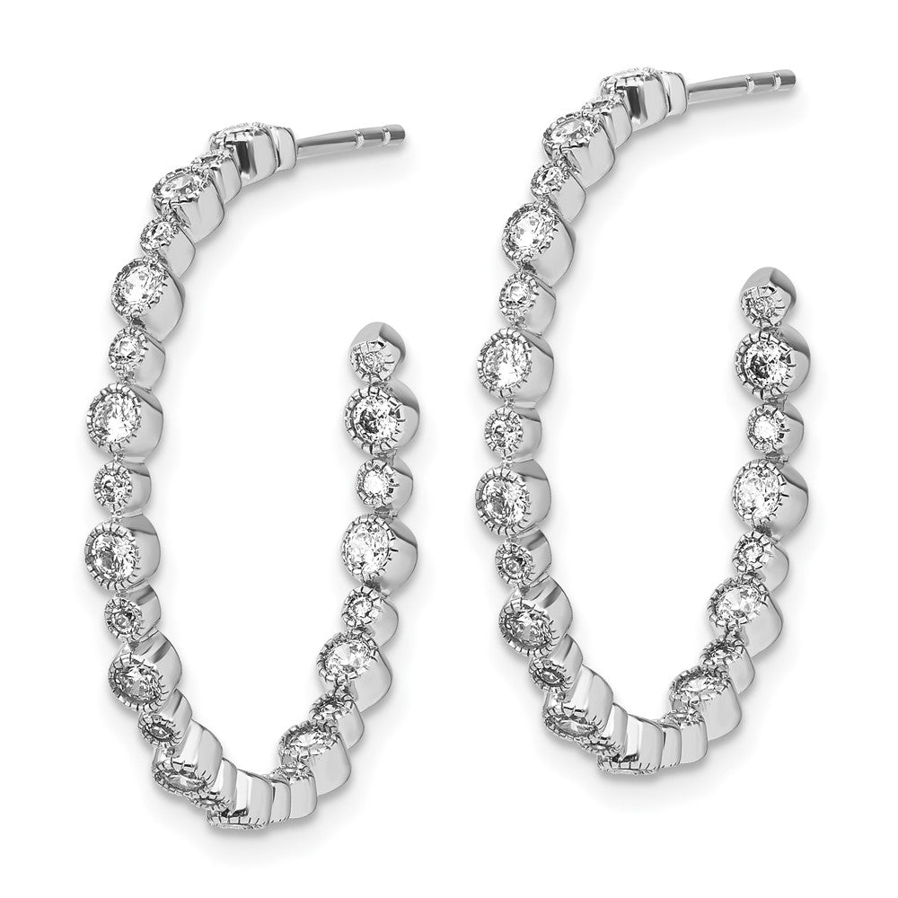 14k White Gold 7/8 Ct. Lab Grown Diamond VS/SI+ G+ Circle Bezel Hoop Post Earrings