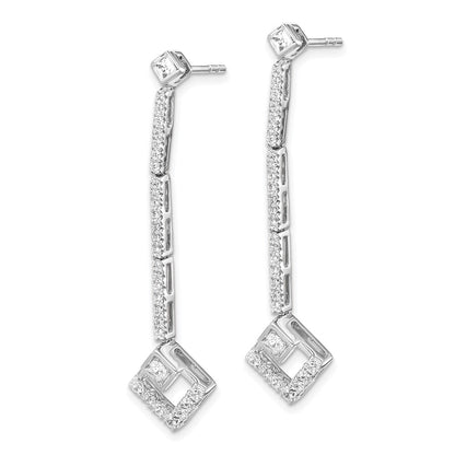 14k White Gold 1/2 Ct. Lab Grown Diamond VS/SI+ G+ Dangle Post Earrings