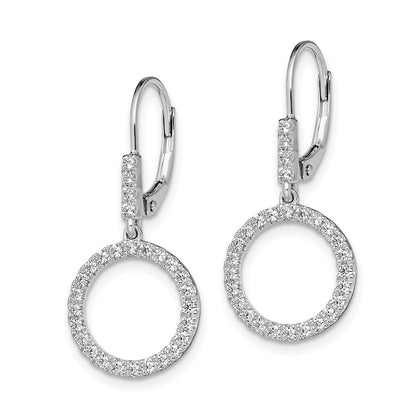 14k White Gold 1/2 Ct. Lab Grown Diamond VS/SI+ G+ Dangle Circle Leverback Earrings