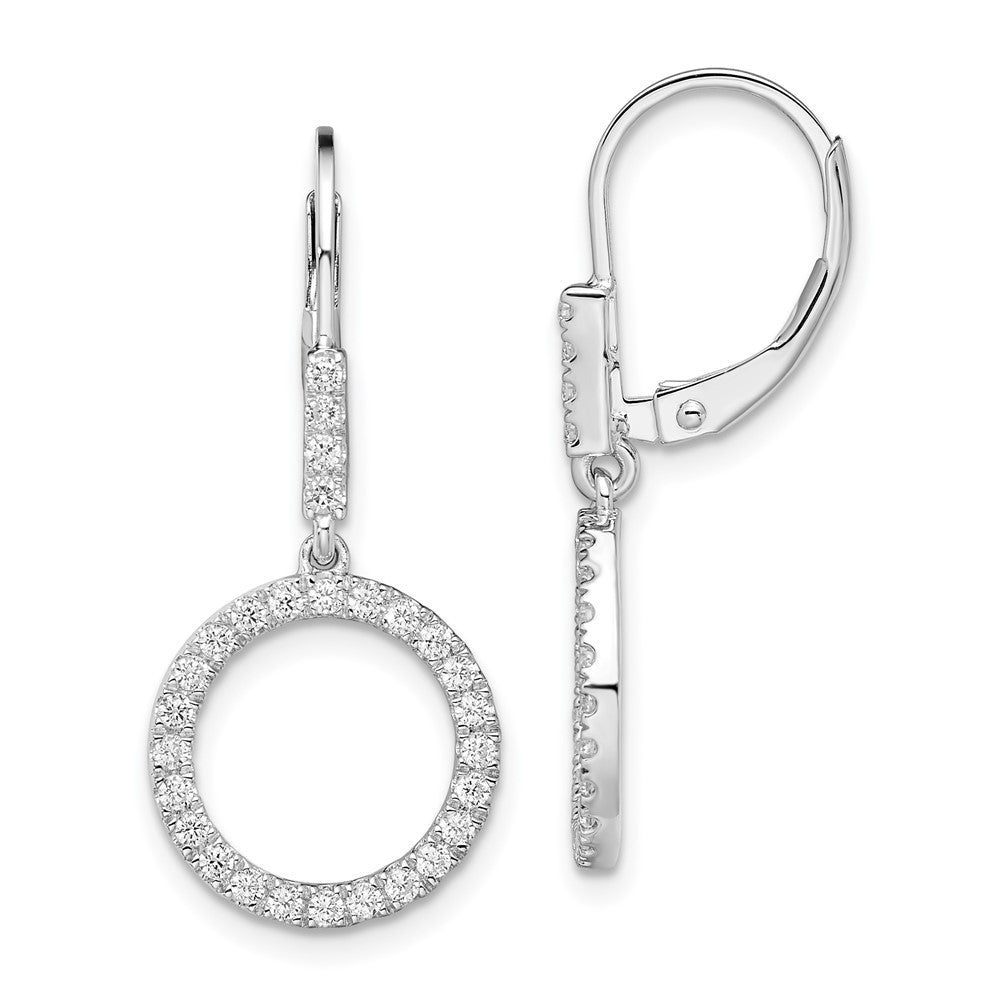 14k White Gold 1/2 Ct. Lab Grown Diamond VS/SI+ G+ Complete Dangle Circle Leverback Earrings