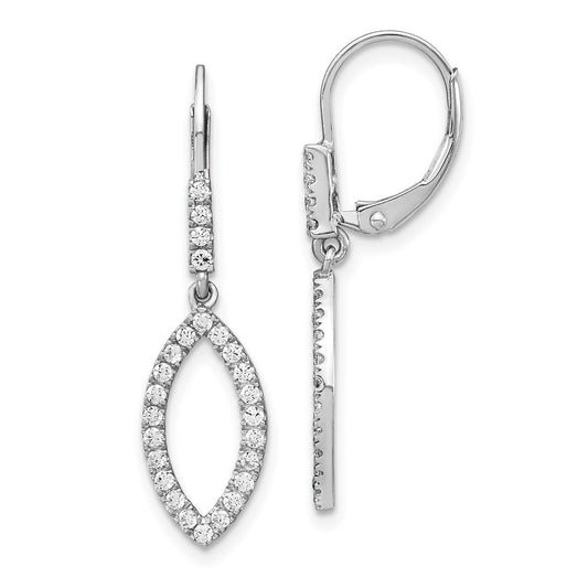 14k White Gold 1/2 Ct. Lab Grown Diamond VS/SI+ G+ Complete Fashion Dangle Leverback Earrings