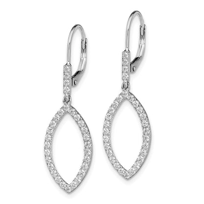 14k White Gold 3/4 Ct. Lab Grown Diamond VS/SI+ G+ Fashion Dangle Leverback Earrings