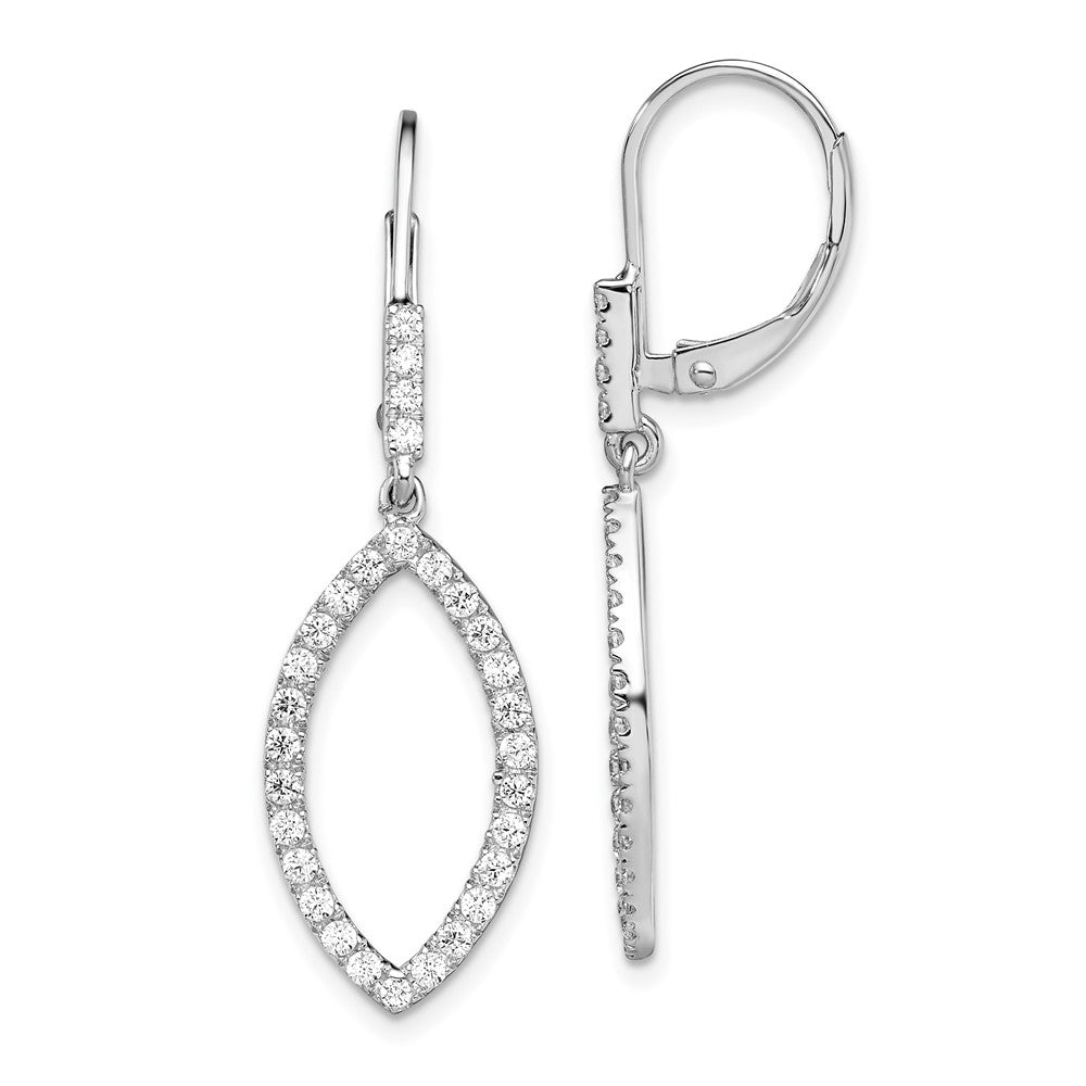 14k White Gold 3/4 Ct. Lab Grown Diamond VS/SI+ G+ Fashion Dangle Leverback Earrings