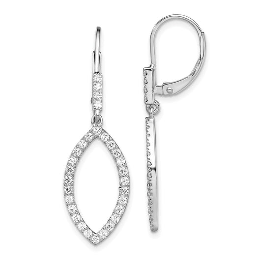 14k White Gold 3/4 Ct. Lab Grown Diamond VS/SI+ G+ Fashion Dangle Leverback Earrings