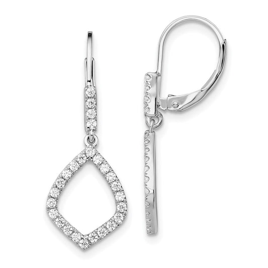 14k White Gold 1/2 Ct. Lab Grown Diamond VS/SI+ G+ Fashion Dangle Leverback Earrings