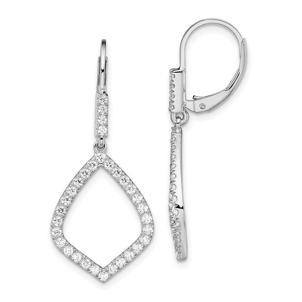 14k White Gold 3/4 Ct. Lab Grown Diamond VS/SI+ G+ Fashion Dangle Leverback Earrings