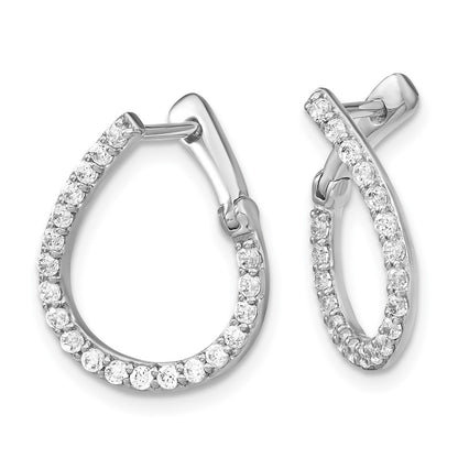 14k White Gold 5/8 Ct. Lab Grown Diamond VS/SI+ G+ Hinged Hoop Earrings