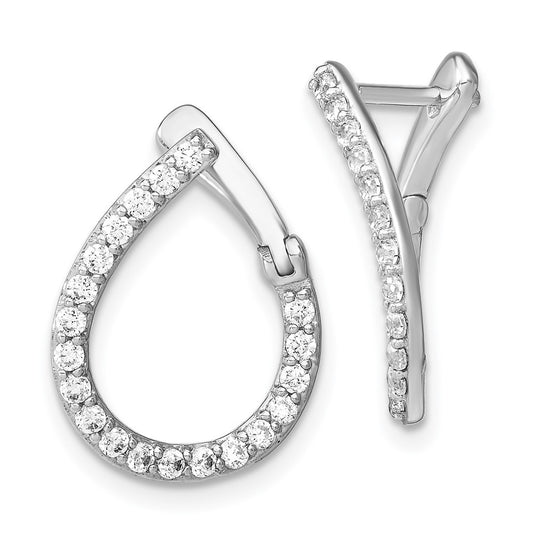 14k White Gold 5/8 Ct. Lab Grown Diamond VS/SI+ G+ Hinged Hoop Earrings