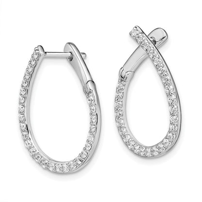 14k White Gold 3/4 Ct. Lab Grown Diamond VS/SI+ G+ Hinged Hoop Earrings