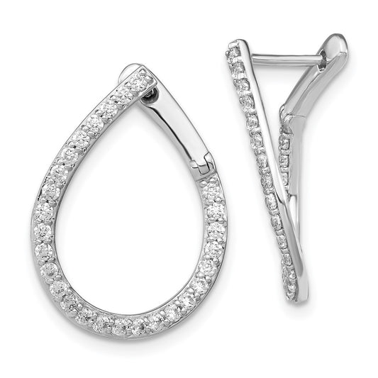 14k White Gold 3/4 Ct. Lab Grown Diamond VS/SI+ G+ Hinged Hoop Earrings