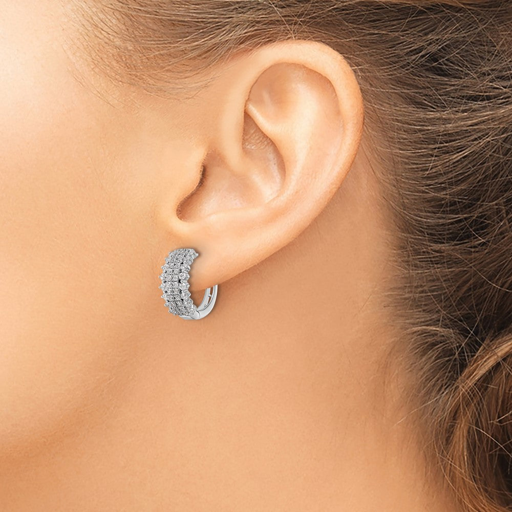 14k White Gold 1 Ct. Lab Grown Diamond VS/SI+ G+ Complete Hinged Hoop Earrings