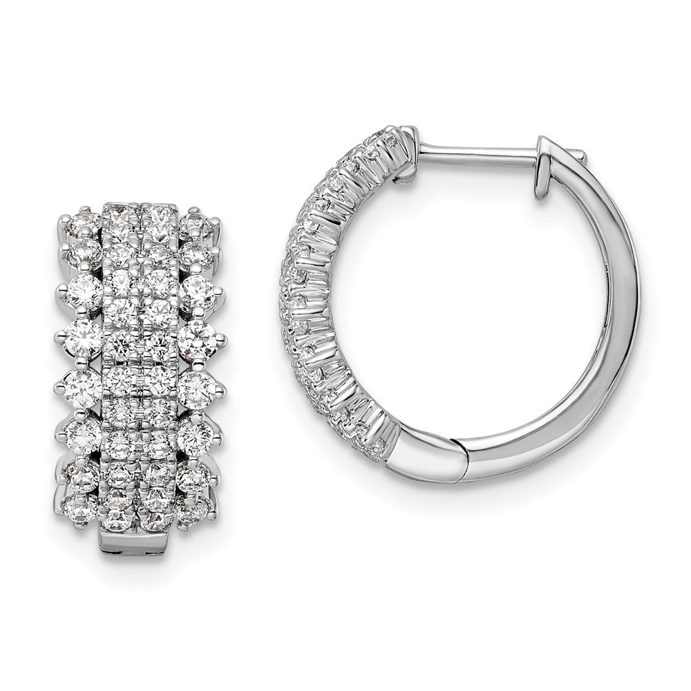 14k White Gold 1 Ct. Lab Grown Diamond VS/SI+ G+ Hinged Hoop Earrings