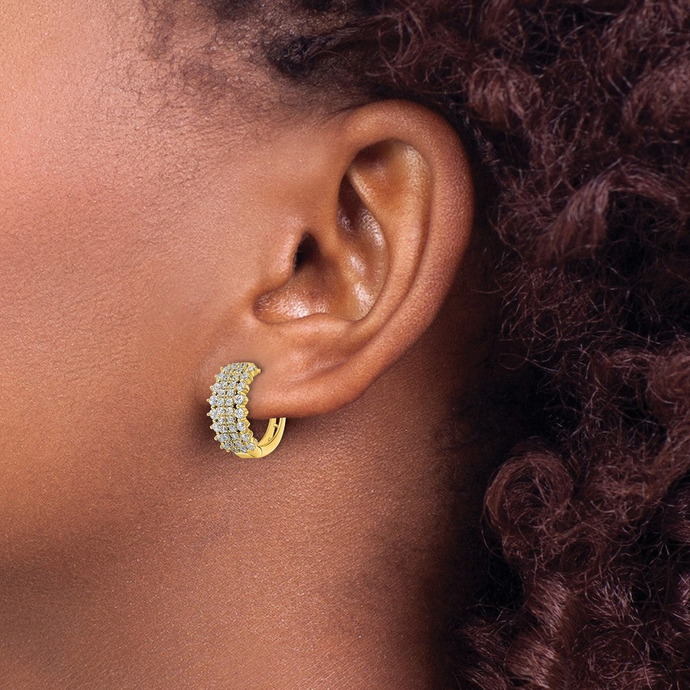 14k Yellow Gold 1 Ct. Lab Grown Diamond VS/SI+ G+ Hinged Hoop Earrings