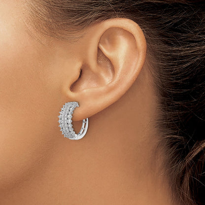 14k White Gold 2 Ct. Lab Grown Diamond VS/SI+ G+ Hinged Hoop Earrings