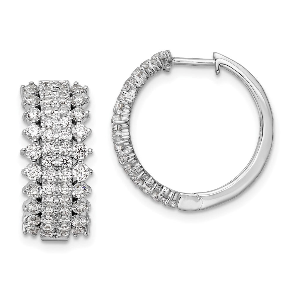 14k White Gold 2 Ct. Lab Grown Diamond VS/SI+ G+ Hinged Hoop Earrings