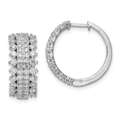 14k White Gold 2 Ct. Lab Grown Diamond VS/SI+ G+ Hinged Hoop Earrings