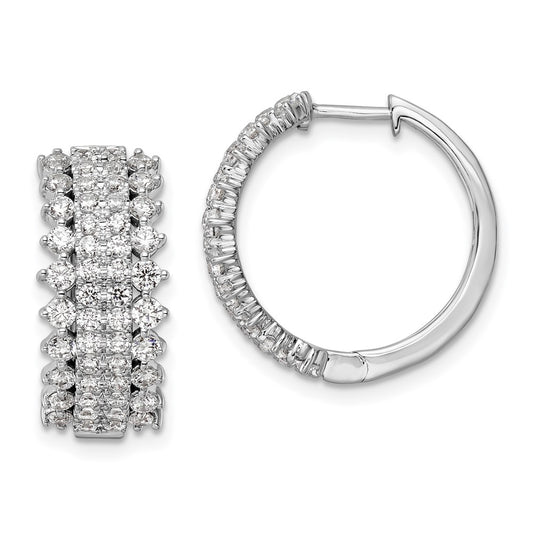 14k White Gold 2 Ct. Lab Grown Diamond VS/SI+ G+ Hinged Hoop Earrings