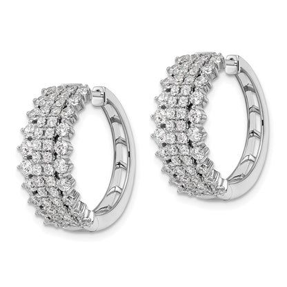 14k White Gold 2 1/2 Ct. Lab Grown Diamond VS/SI+ G+ Complete Hinged Hoop Earrings