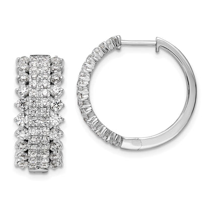 14k White Gold 2 1/2 Ct. Lab Grown Diamond VS/SI+ G+ Complete Hinged Hoop Earrings