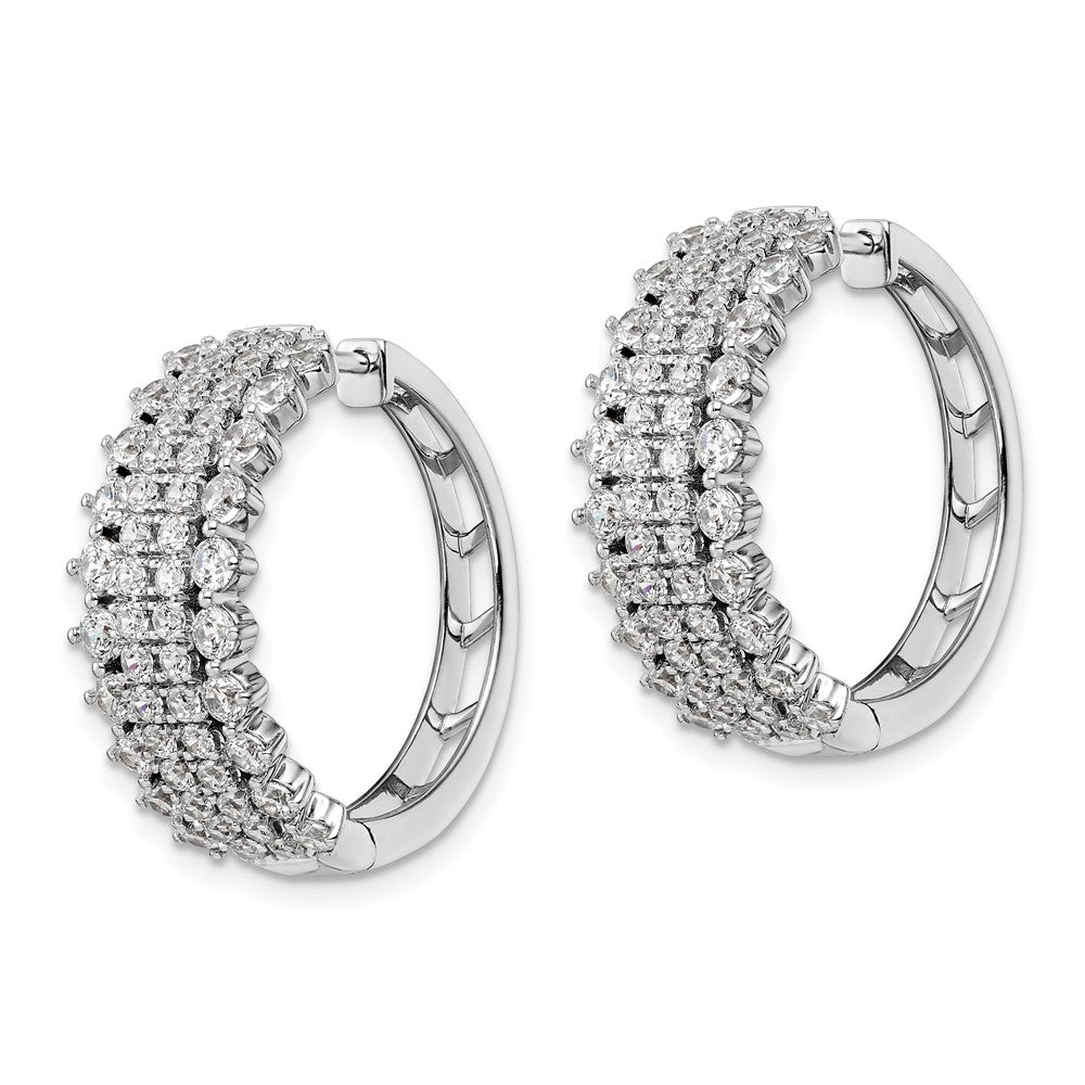 14k White Gold 3 Ct. Lab Grown Diamond VS/SI+ G+ Complete Hinged Hoop Earrings
