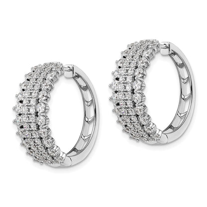 14k White Gold 3 Ct. Lab Grown Diamond VS/SI+ G+ Complete Hinged Hoop Earrings