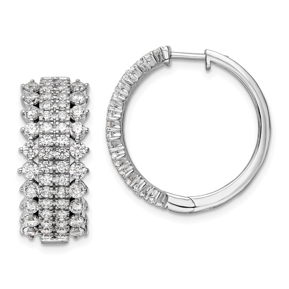 14k White Gold 3 Ct. Lab Grown Diamond VS/SI+ G+ Complete Hinged Hoop Earrings
