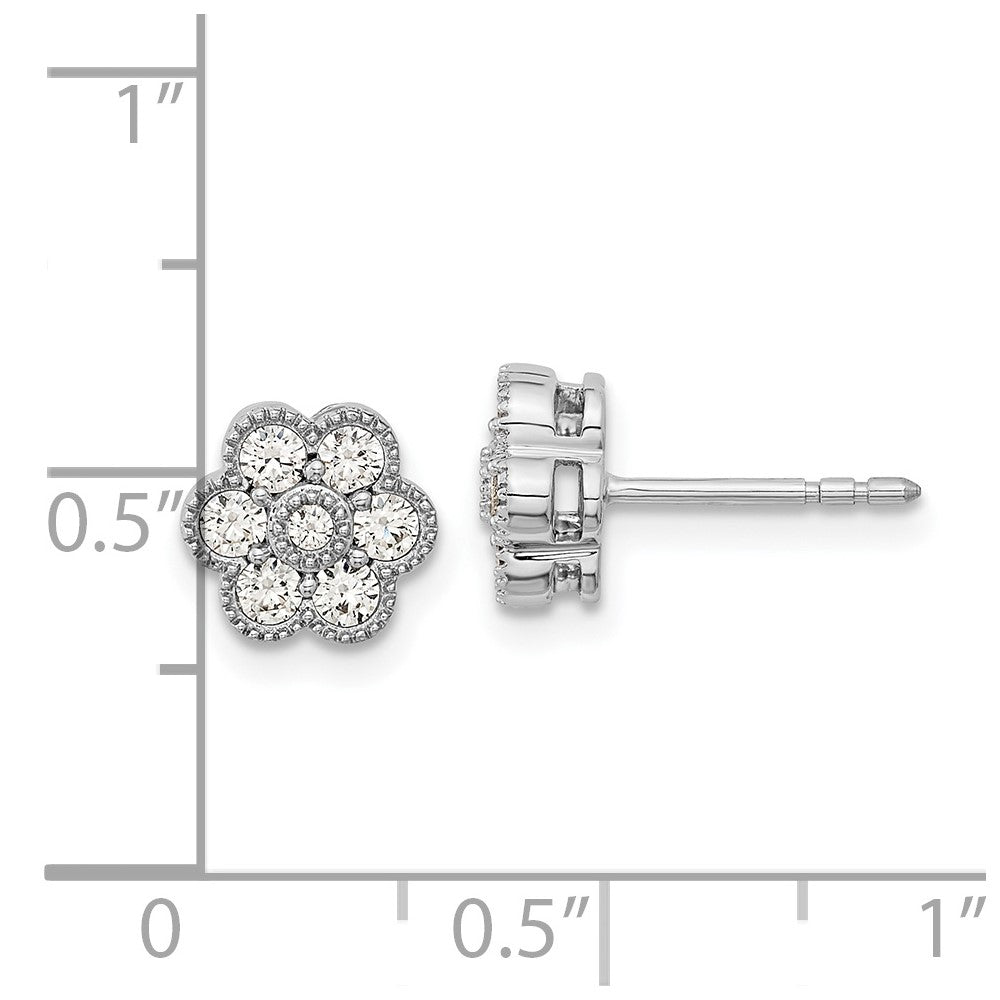 14k White Gold 1/2 Ct. Lab Grown Diamond VS/SI+ G+ Floral Post Earrings